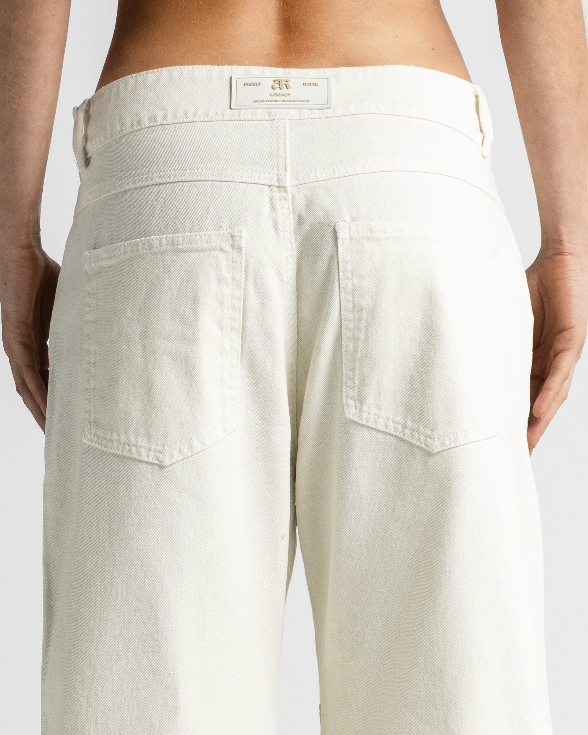 Cream Denim Pant Suede Print - Unisex - Image 7