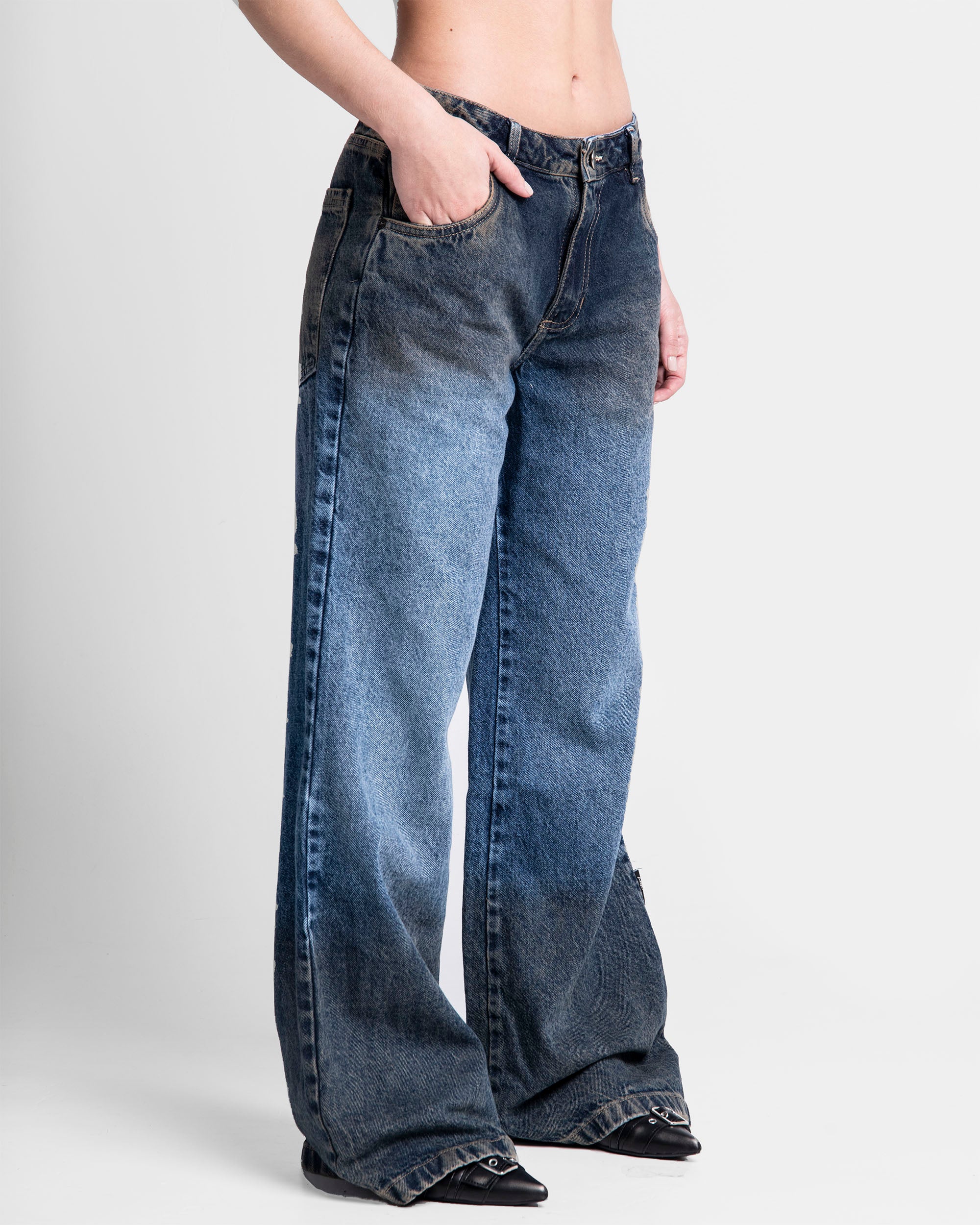 Dirty Denim Pant Azul Oscuro Mujer - Image 3