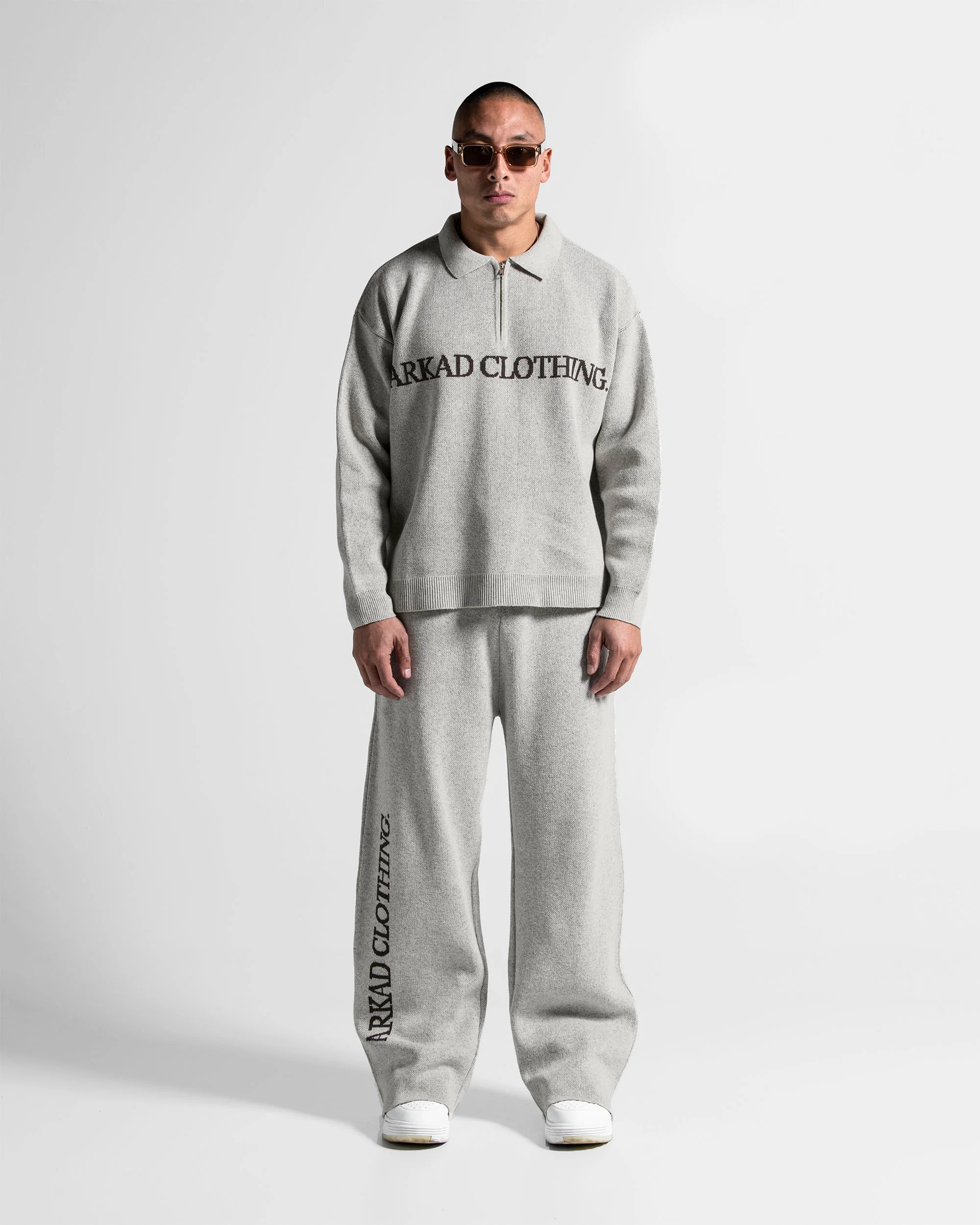 Knit Sweater Polo Gris Con Cafe - Image 7