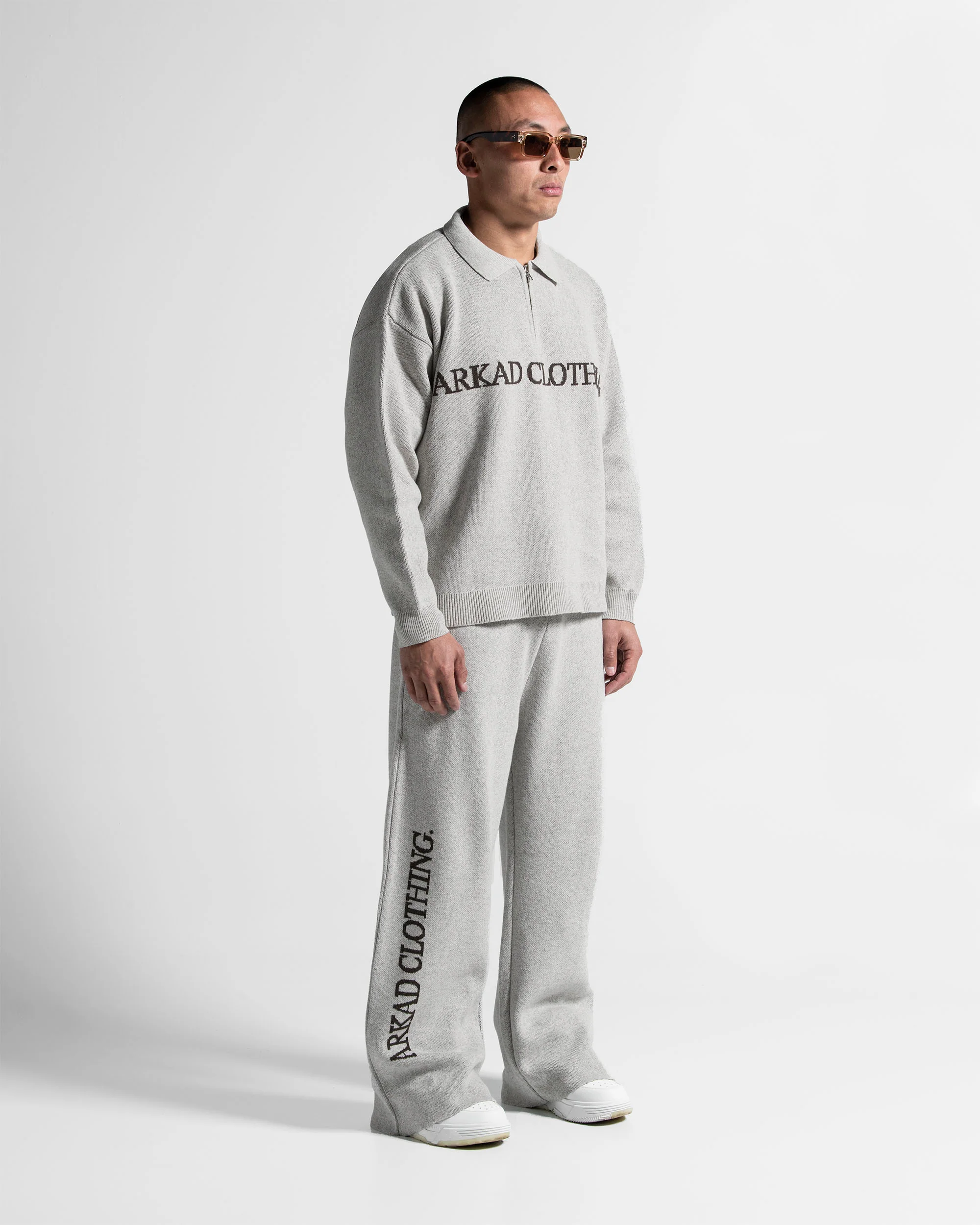 Knit Sweater Polo Gris Con Cafe - Image 8