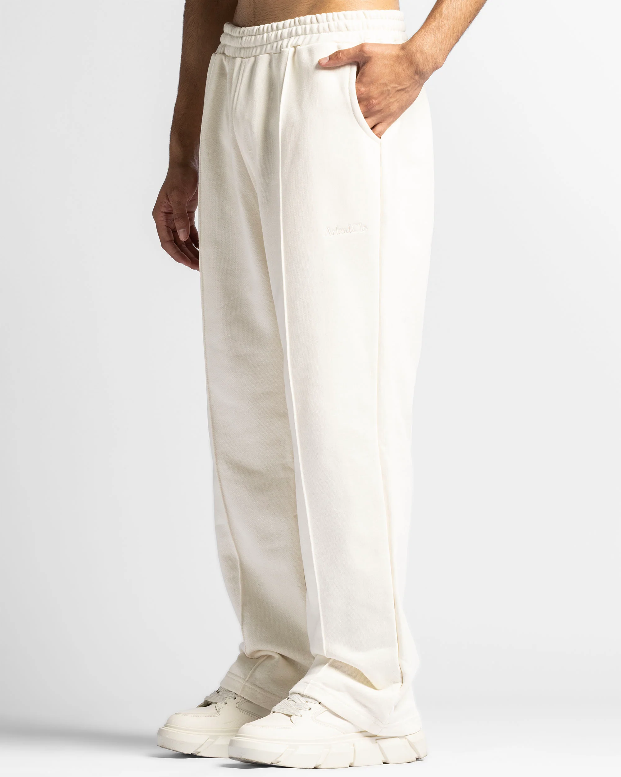 Pintuck Pant Beige Bordado