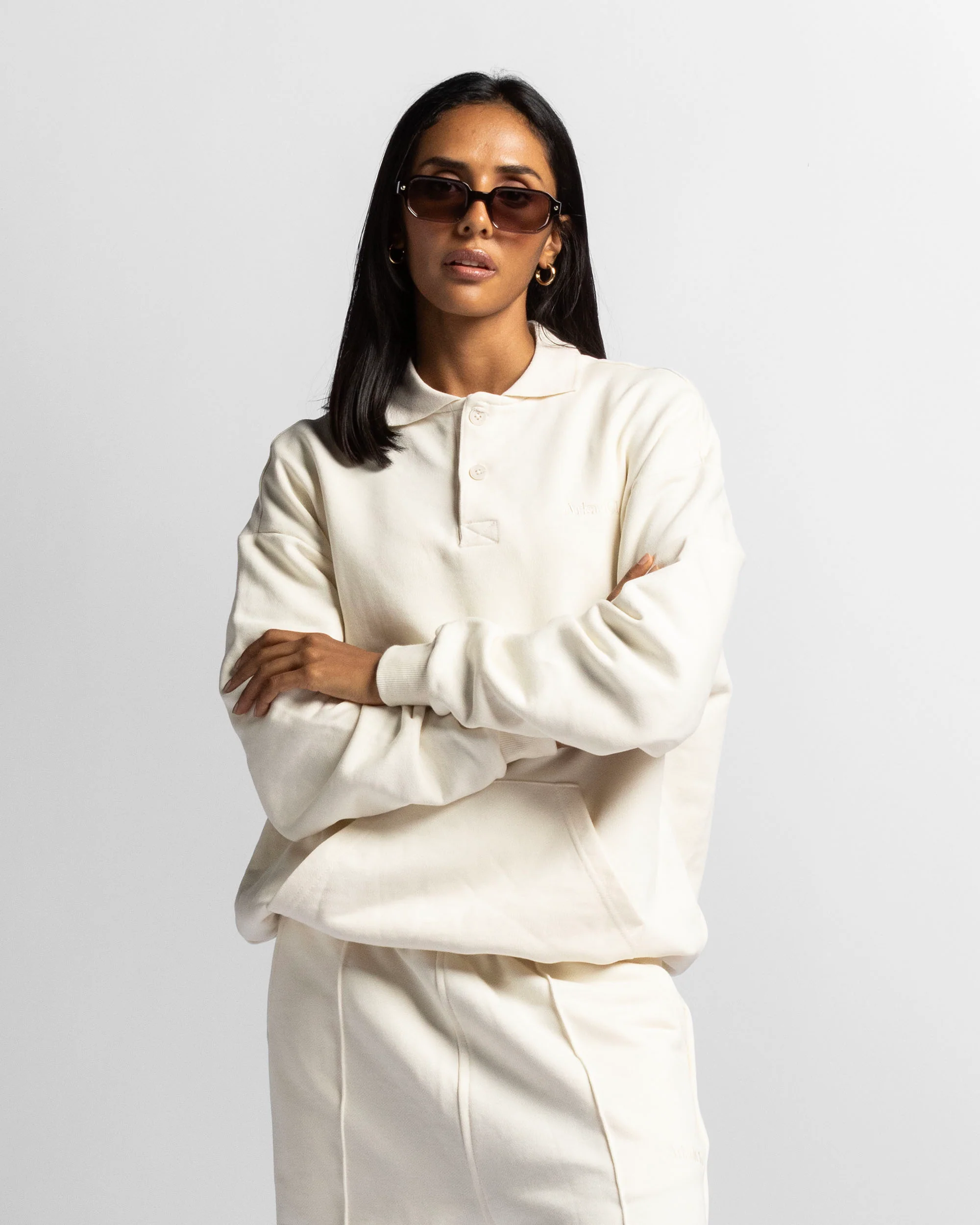 Polo Sweatshirt Oversize Beige - Unisex