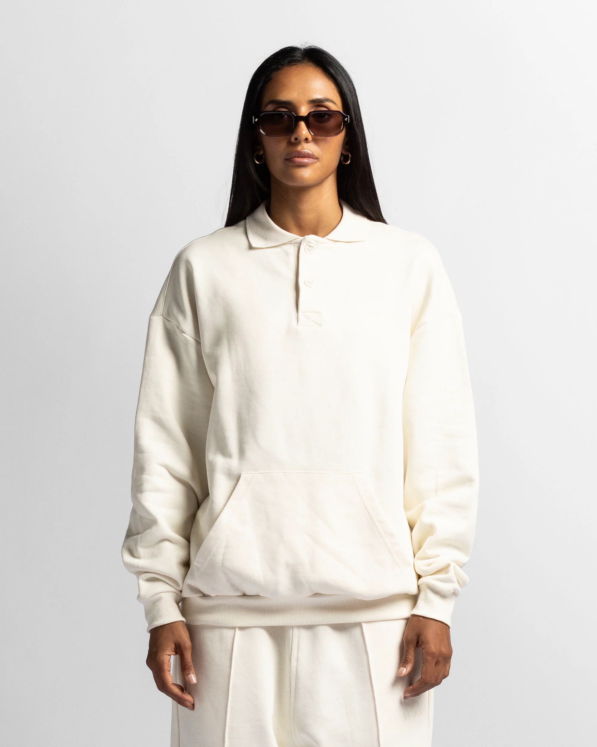 Polo Sweatshirt Oversize Beige - Unisex - Image 2