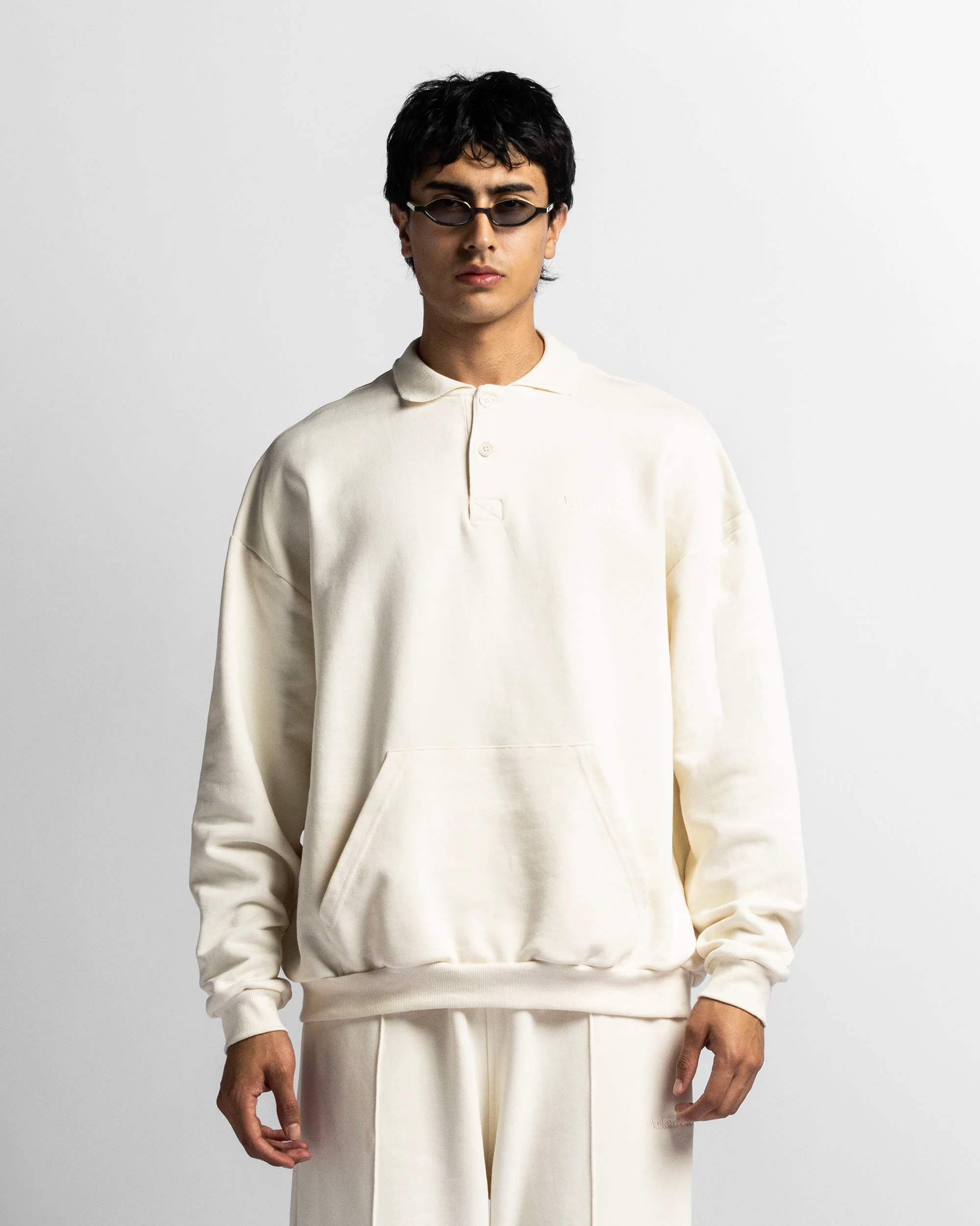 Polo Sweatshirt Oversize Beige
