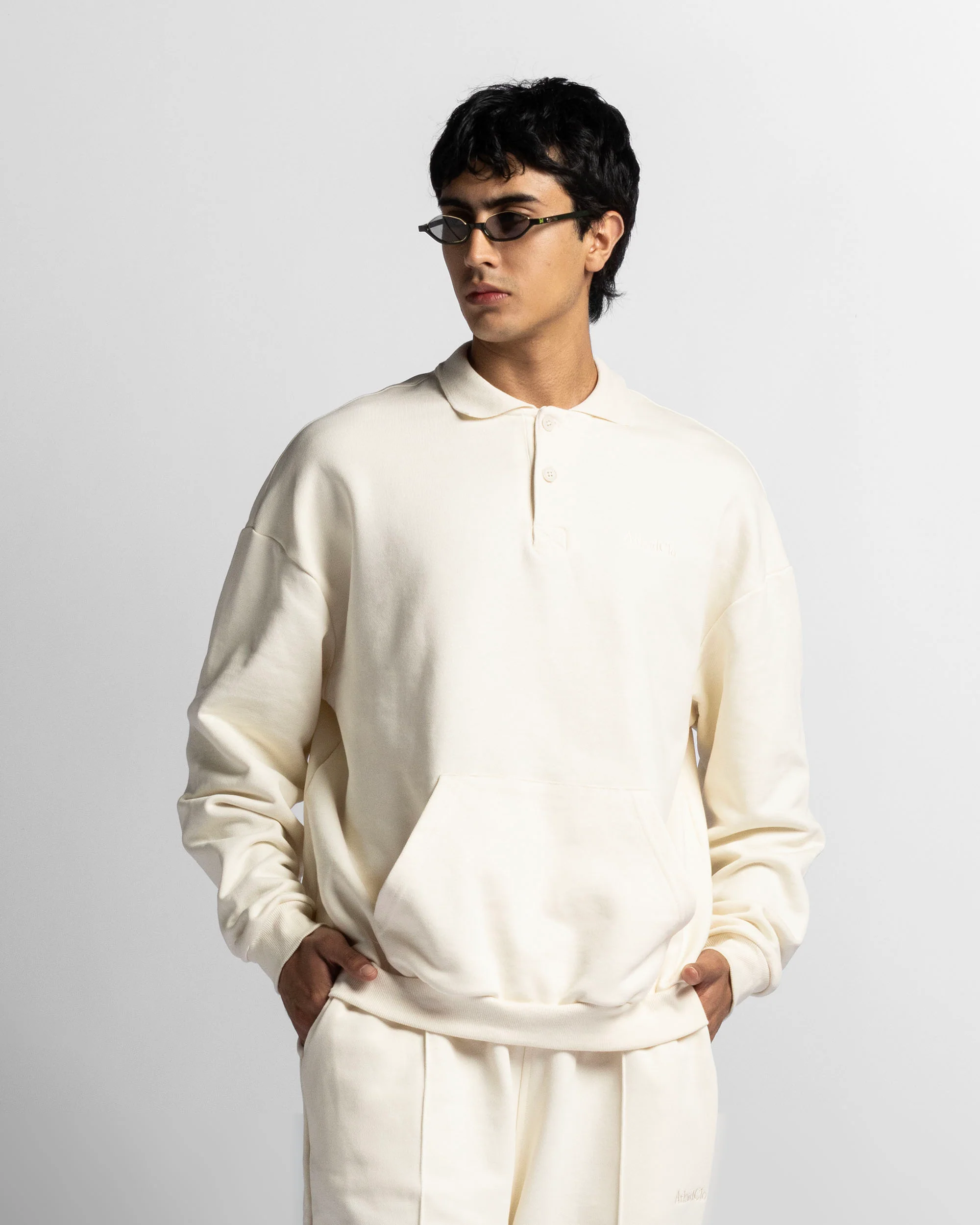 Polo Sweatshirt Oversize Beige - Image 4