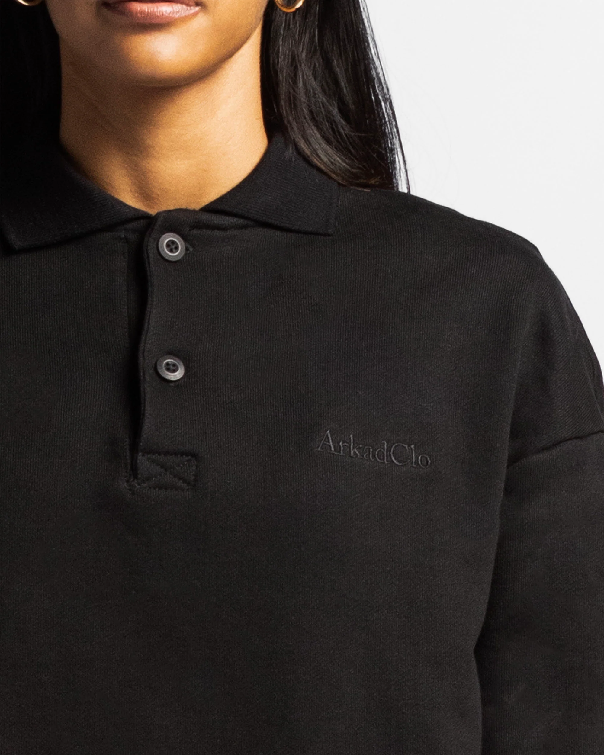 Polo Sweatshirt Oversize Negro - Unisex - Image 5