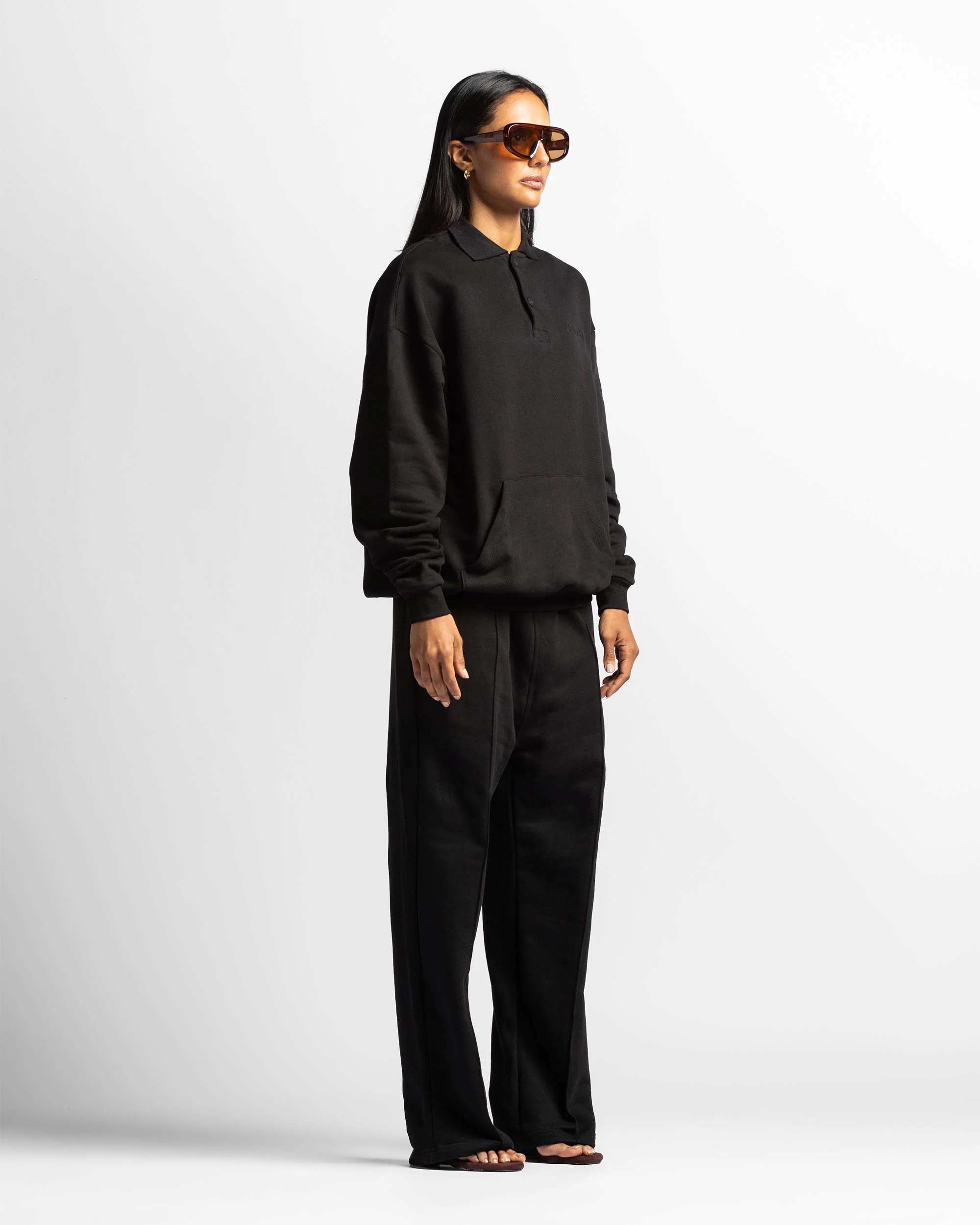 Polo Sweatshirt Oversize Negro - Unisex - Image 8