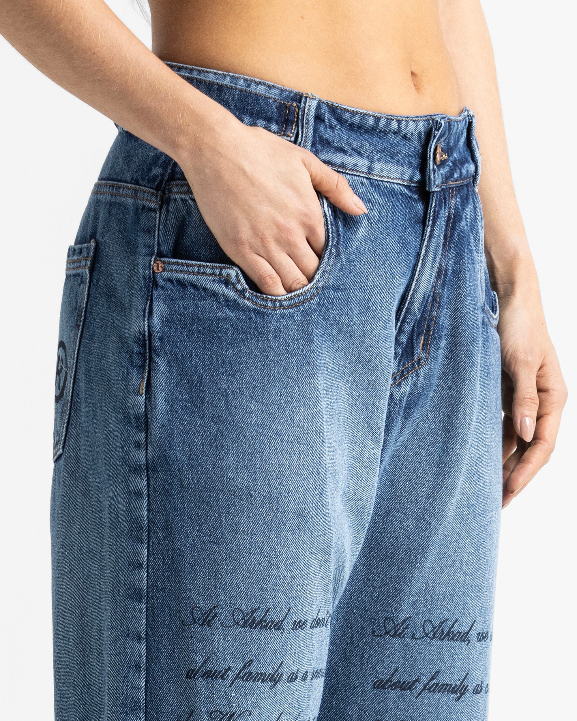 Script Blue Denim Pant - Unisex - Image 6