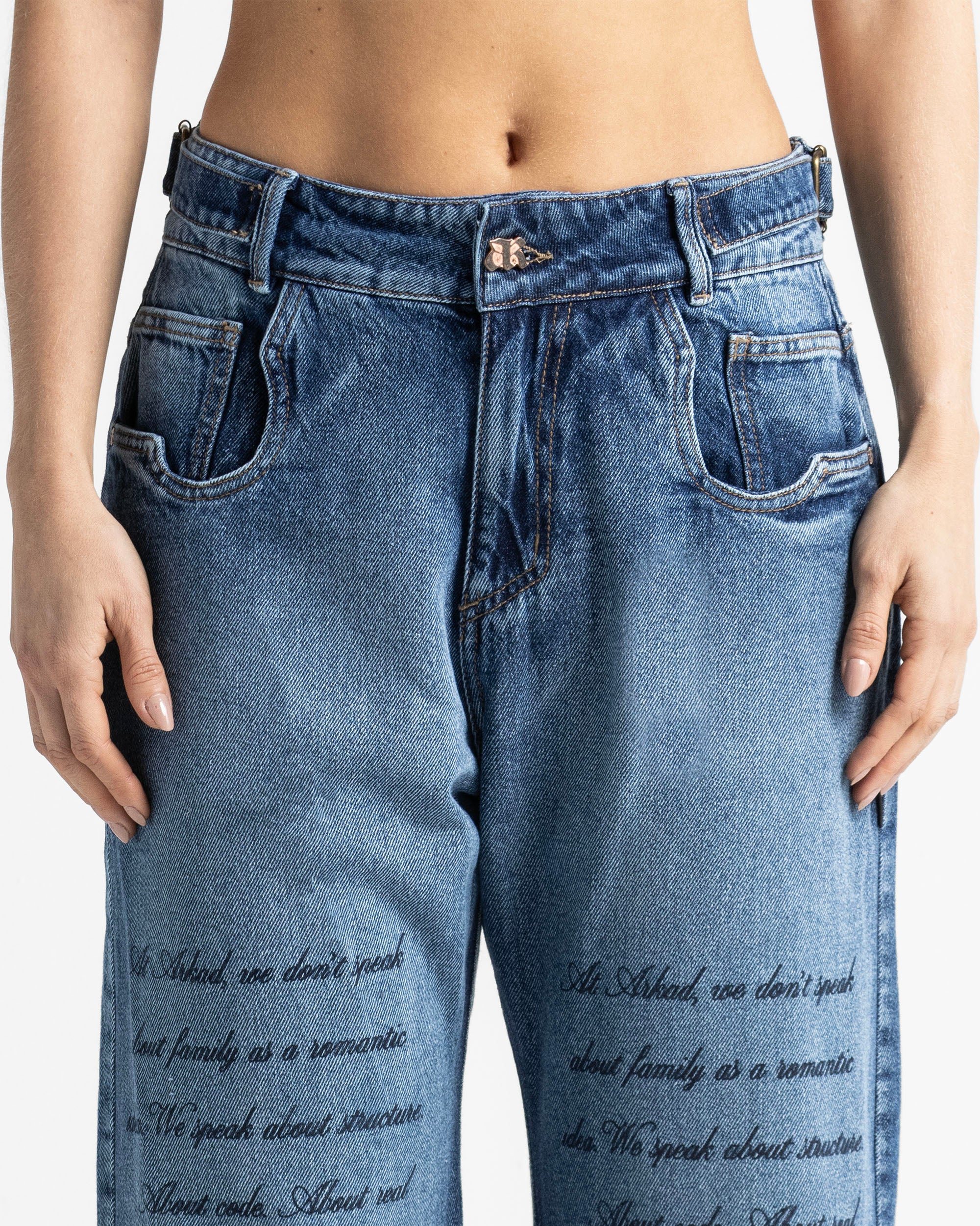 Script Blue Denim Pant - Unisex - Image 8