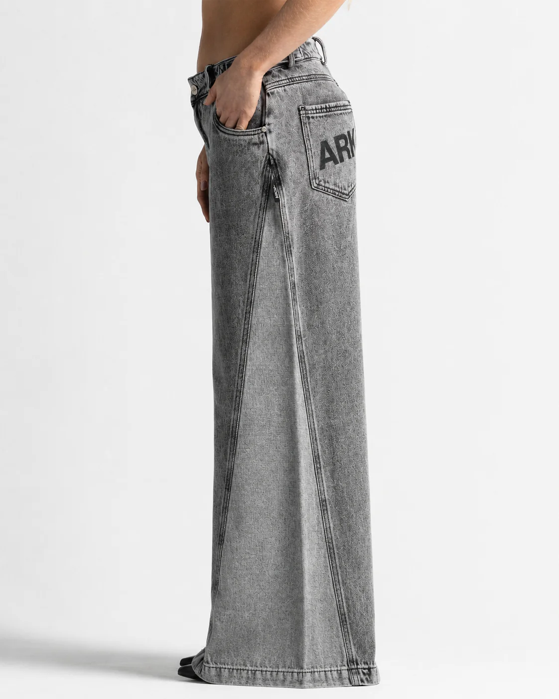 Printed Jean Gris Cortes Mujer - Image 3