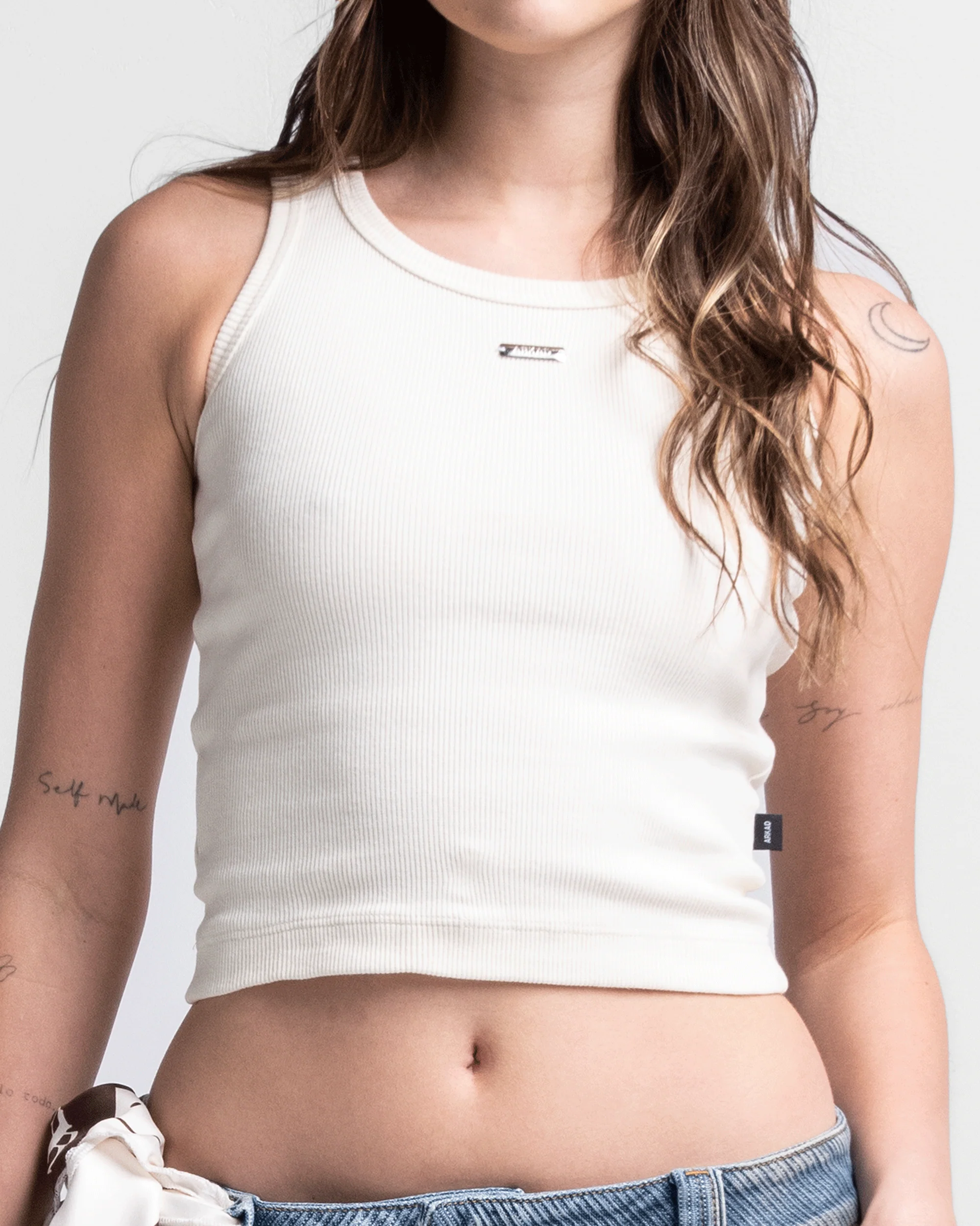Tank Shirt Rib Beige Mujer - Image 4