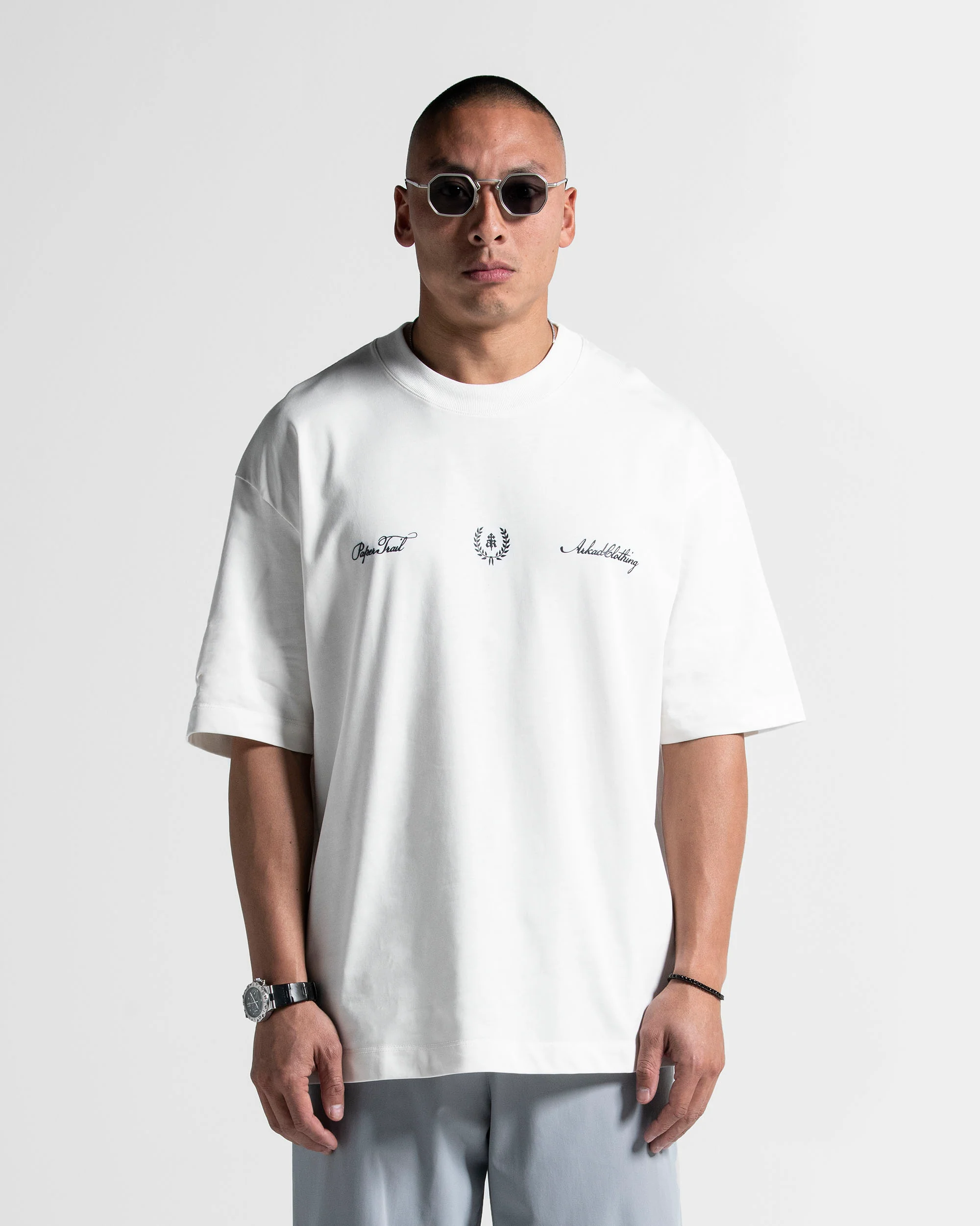 Tshirt Oversize Blanca Texto Azul