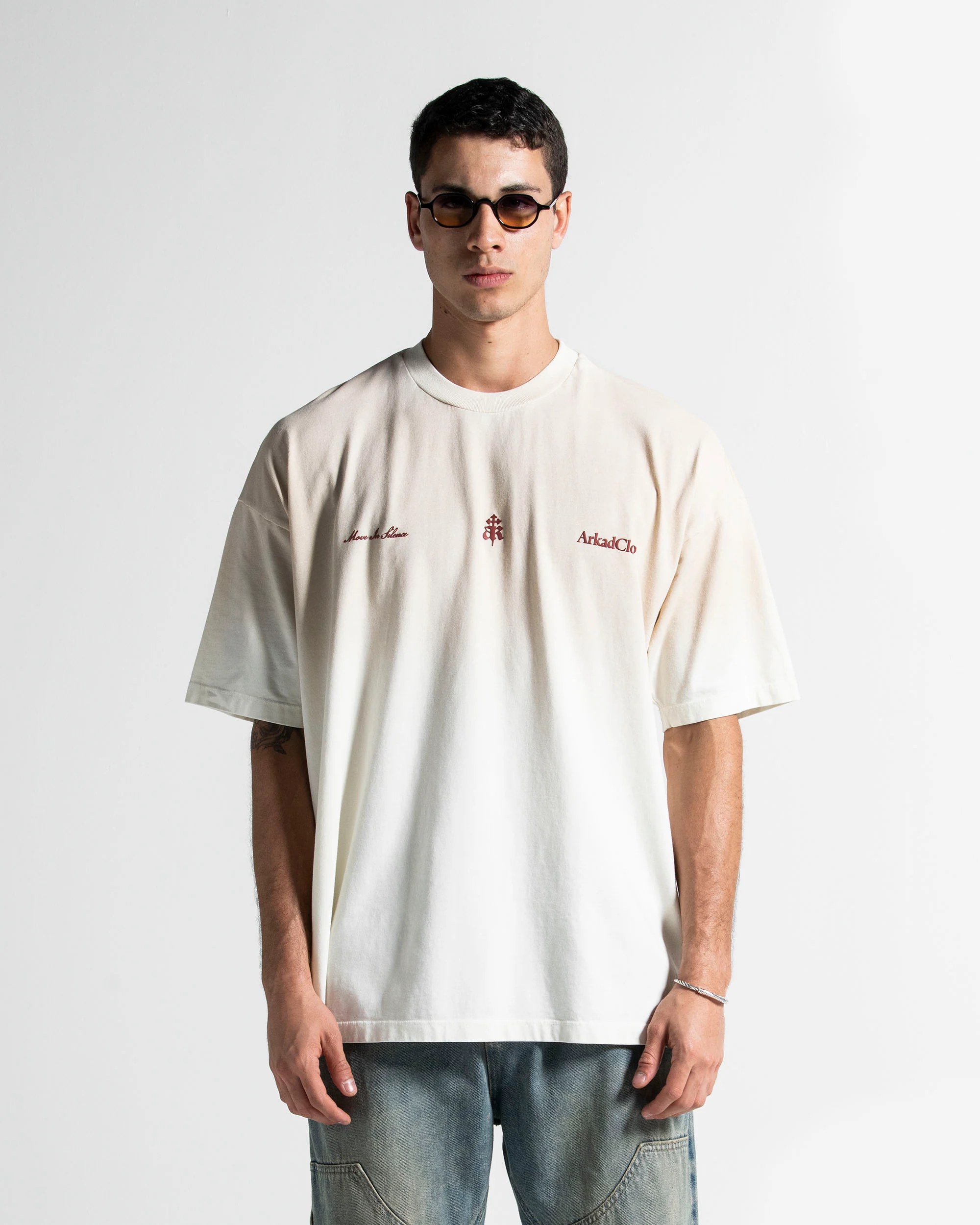 Washed Tshirt Oversize Beige Logo Rojo - Image 2