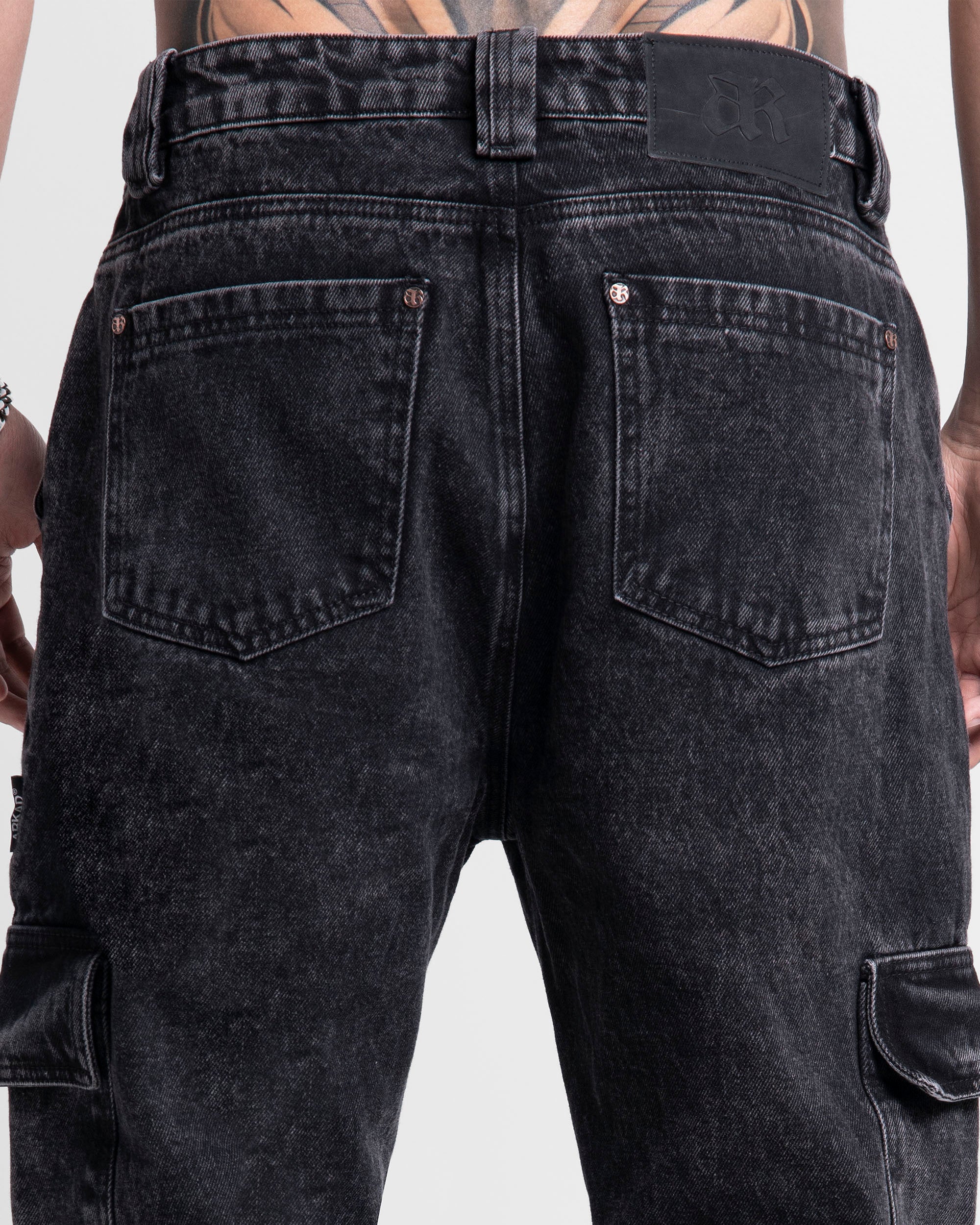 Washed Denim Pant Cargo Negro - Image 5