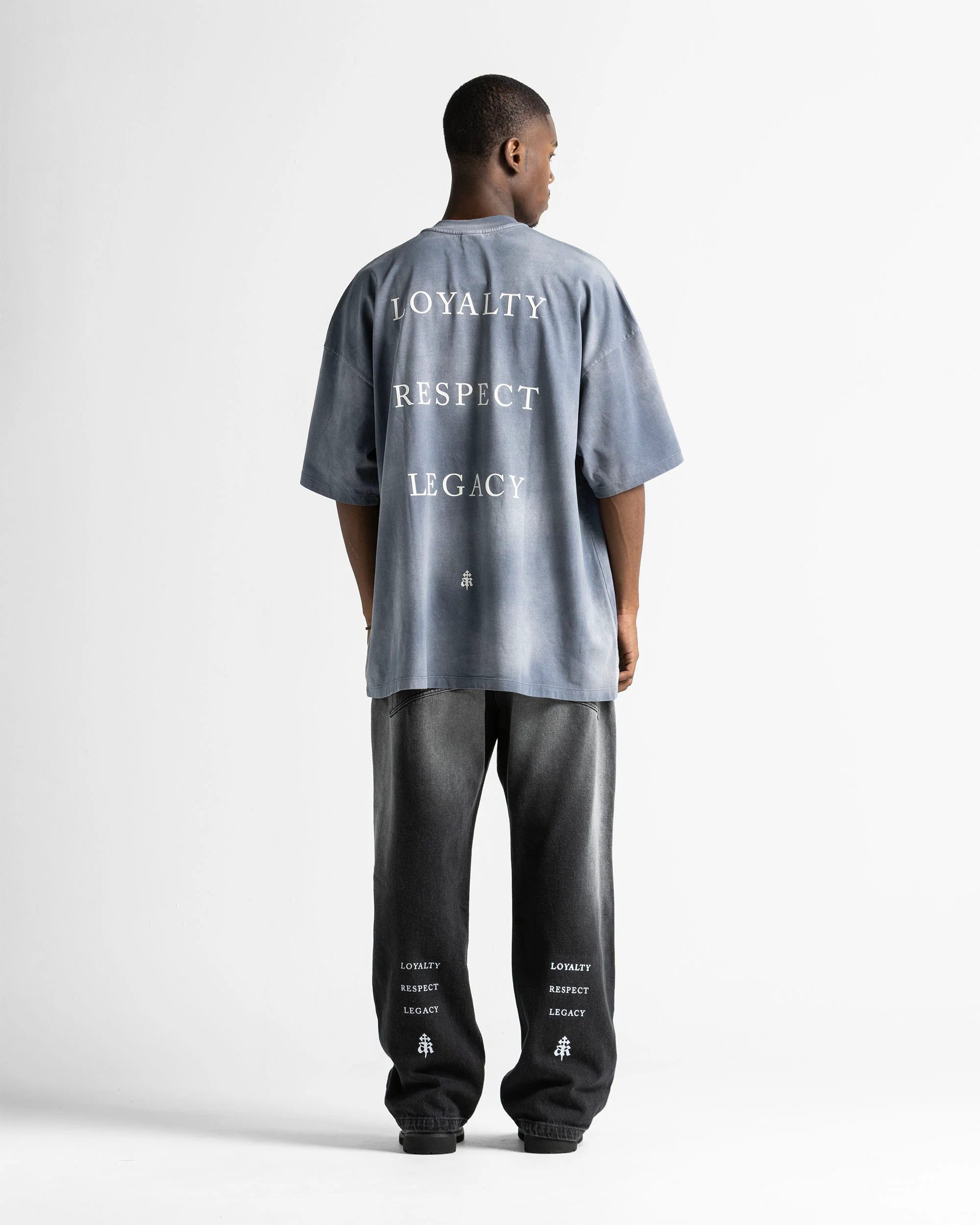 Washed Tshirt Gray Blue Print Beige - Image 5