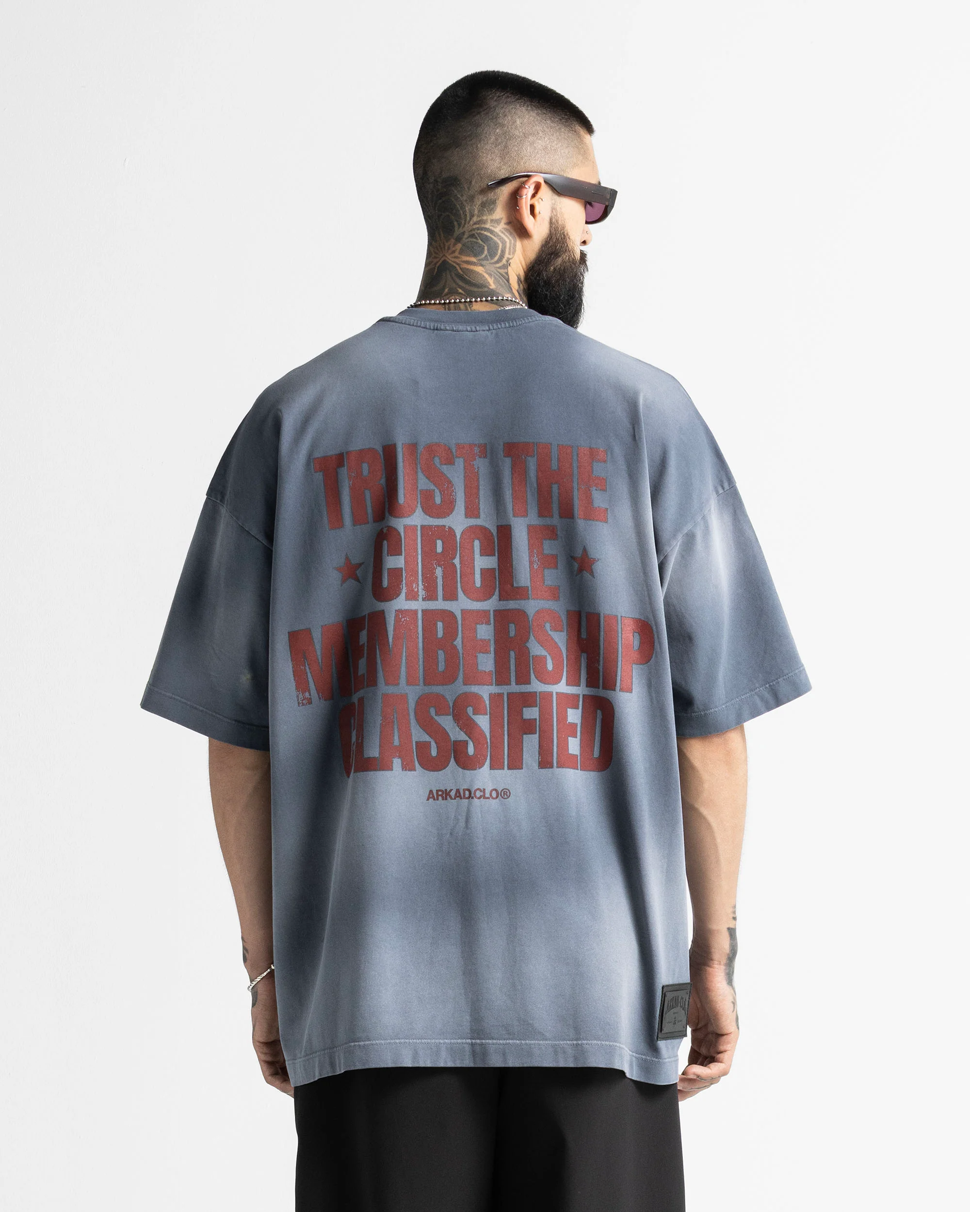 Washed Tshirt Blue Print Red