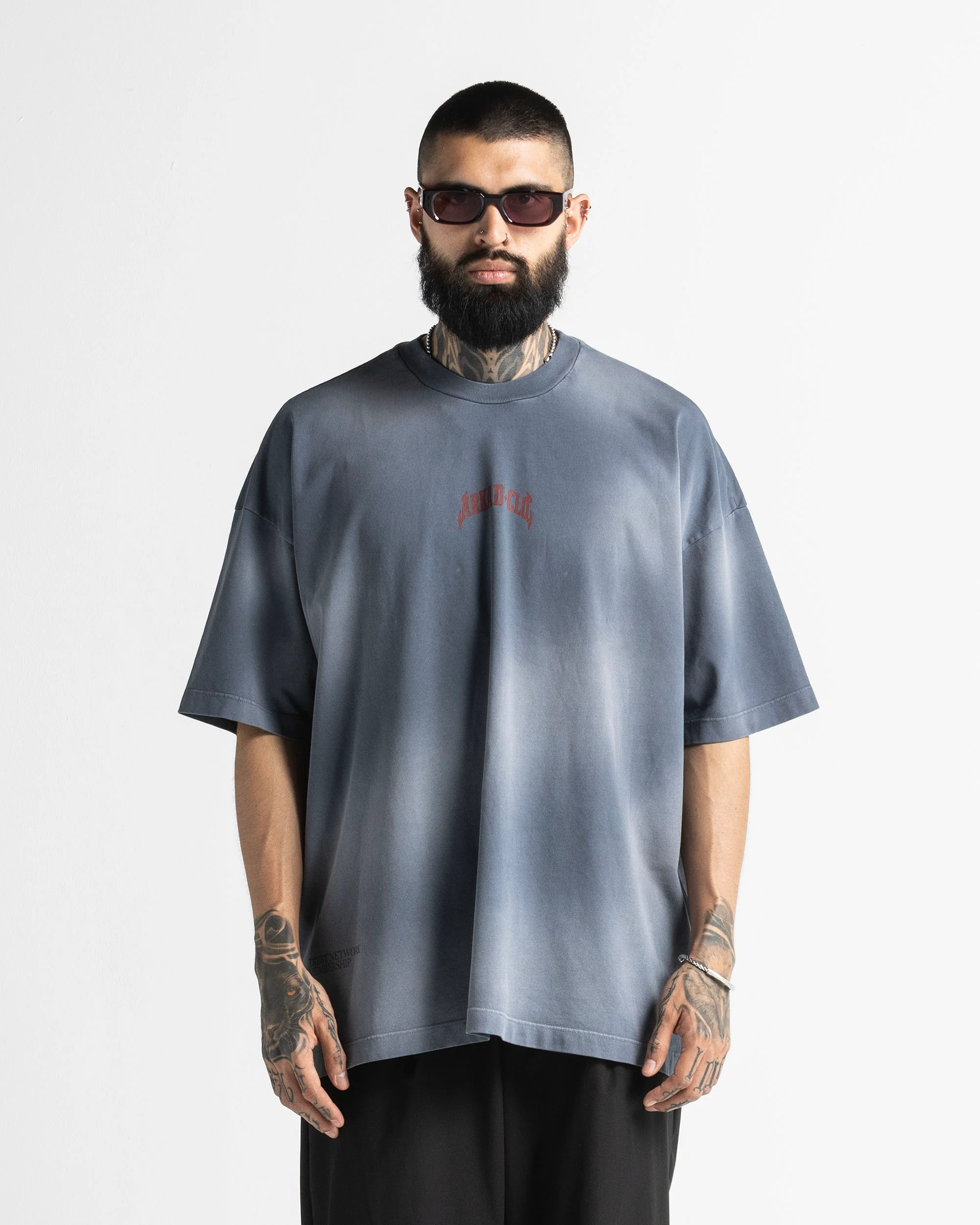 Washed Tshirt Blue Print Red - Image 2